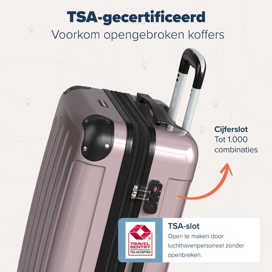 TRVLMORE Valise à main - 45L - Serrure TSA - Léger - Extensible - Trolley - 54x36x22cm - Rose Gold