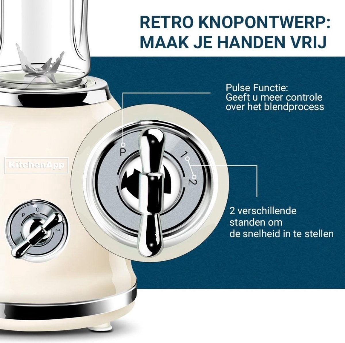 Retro blender KitchenApp- Blender à emporter - Machine à smoothie - Deux bouteilles incluses