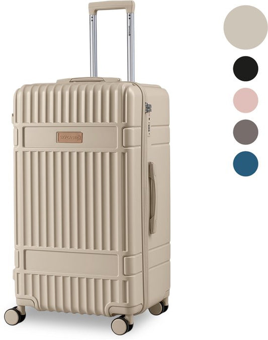 Valise SKYCASES Trunk – Classic Heritage – Valise extra-large – 110 L – Serrure TSA – Valise à roulettes légère – 78 x 44 x 36 cm – Valise à roulettes Trunk – Roulettes Spinner – Beige