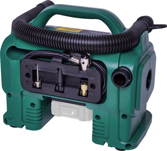 VONROC Compresseur Accu - VPower 20V - Sans batterie ni chargeur - Batterie 20V et connexion 12V - 11 bar - 8 accessoires inclus