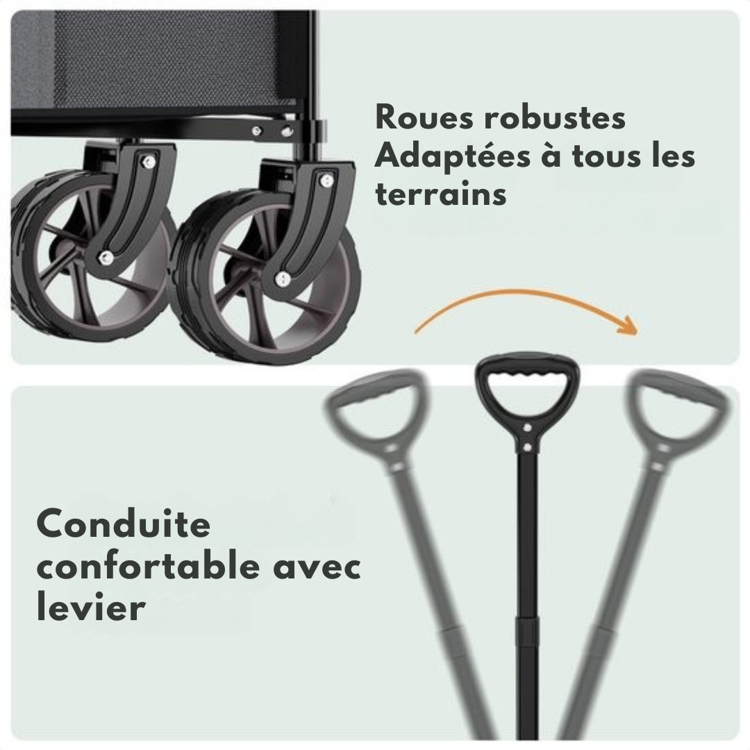 LifeGoods Wagon - XL - Pliable - 200L - Capacité de charge 100KG - Gris