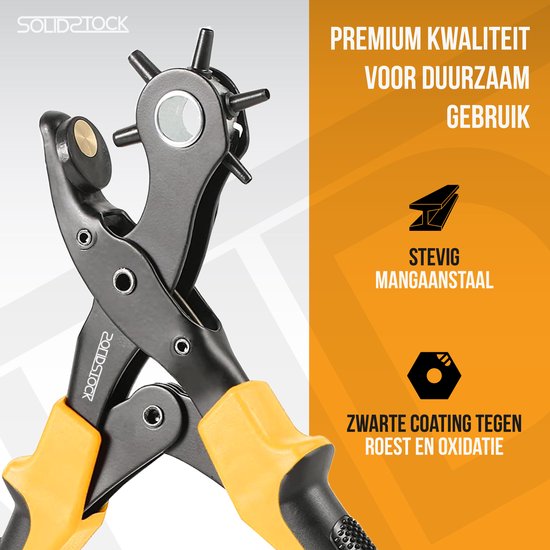 SolidStock Professional Hole Pliers for belt - with Free Measuring Stick - Punching Pliers - Revolver Pliers