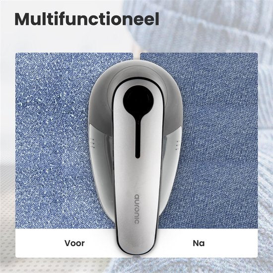 Auronic Electric Lint Remover - Dépoussiéreur sans fil - Autonomie de la batterie 60 minutes - Tondeuse à peluches - 2 accessoires supplémentaires - Gris