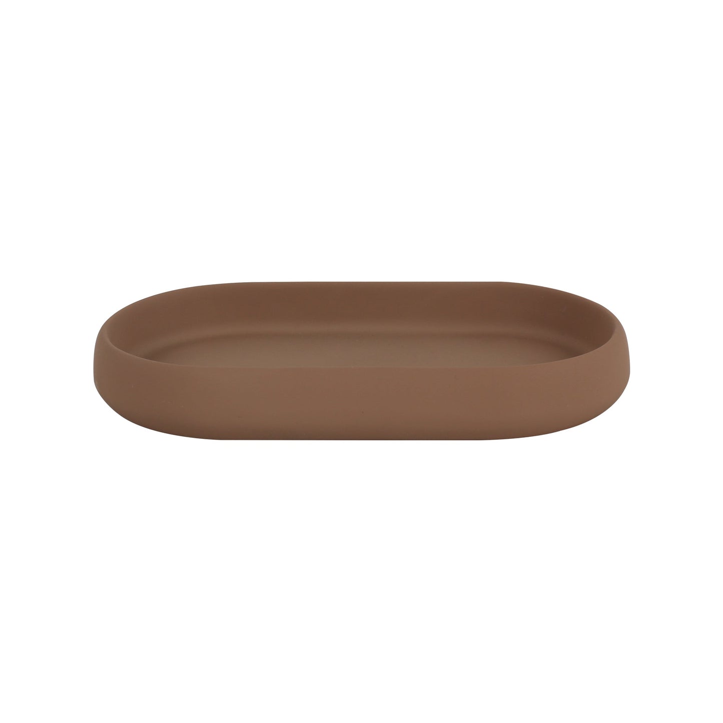 Ensemble de salle de bain en céramique Furnihaus, 4 pièces – Marron avec revêtement en caoutchouc – Accessoires de salle de bain en grès