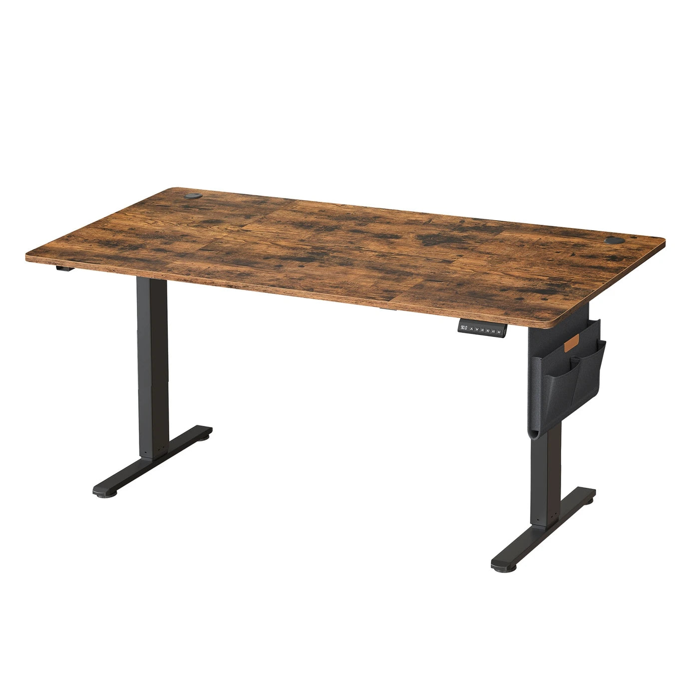 Bureau électrique réglable JOYFURNOS 180 x 80 cm - 72-120 cm - Marron vintage et noir - Fonction mémoire - 70 kg