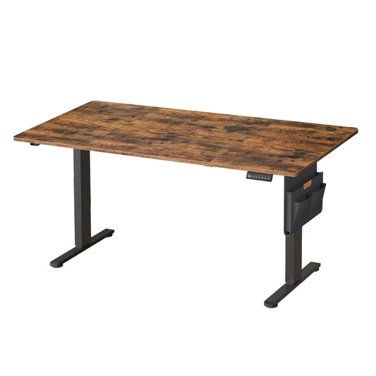 Bureau électrique réglable JOYFURNOS 180 x 80 cm - 72-120 cm - Marron vintage et noir - Fonction mémoire - 70 kg