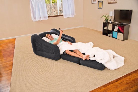 Intex - Pull-Out Inflatable Sleeping Chair - Confortable 2-en-1 Lounge Chair et Lodge Bed