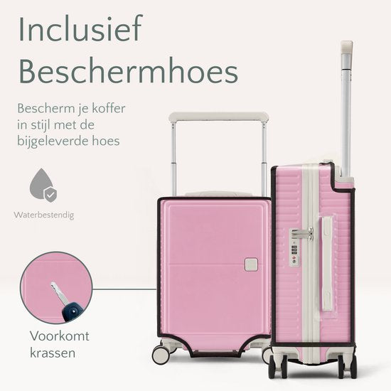 Skycases City Walker - Valise de voyage moyenne 77L - Légère et résistante - Roues pivotantes à 360° - Verrouillage TSA original - Housse de protection et pochette humide incluses - 66 x 45 x 26 cm - Rose