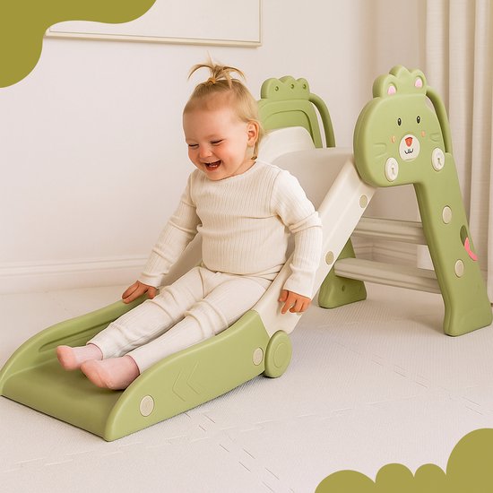 Bambini Slide - Toboggan pour enfant - Toboggan extérieur - Toboggan intérieur - Aire de jeux - Pliable - Vert
