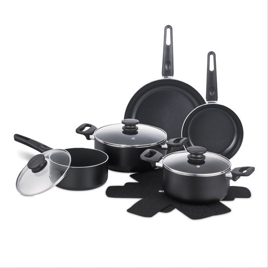 Brabantia Cooking Pleasure set - 7 pièces - Induction - Revêtement antiadhésif en céramique - 100% sans PFAS - Noir
