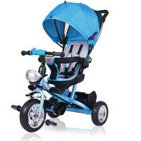 Spielwerk Tricycle avec Poign\u00e9e de Pouss\u00e9e \u2013 Panier Amovible Pare-soleil - Bleu