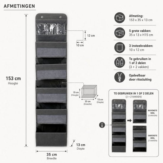Organiseur de porte à 5 compartiments – Rangement suspendu – Accroche-porte – Modulable