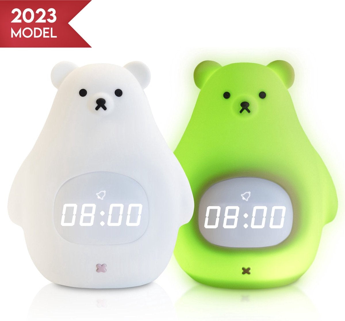 MM Brands Sleep Trainer - Réveil pour enfants - Veilleuse - Heure et température - 7 couleurs de lumière - Ours