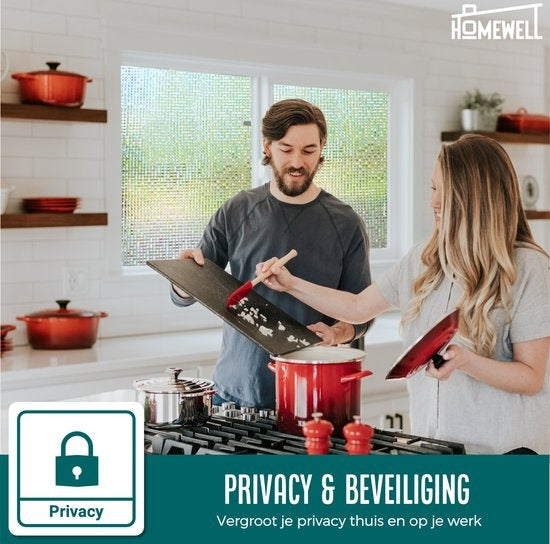 Homewell Film pour fenêtre HR++ 60x200cm - Solaire et isolant - Statique - Mosaïque arc-en-ciel