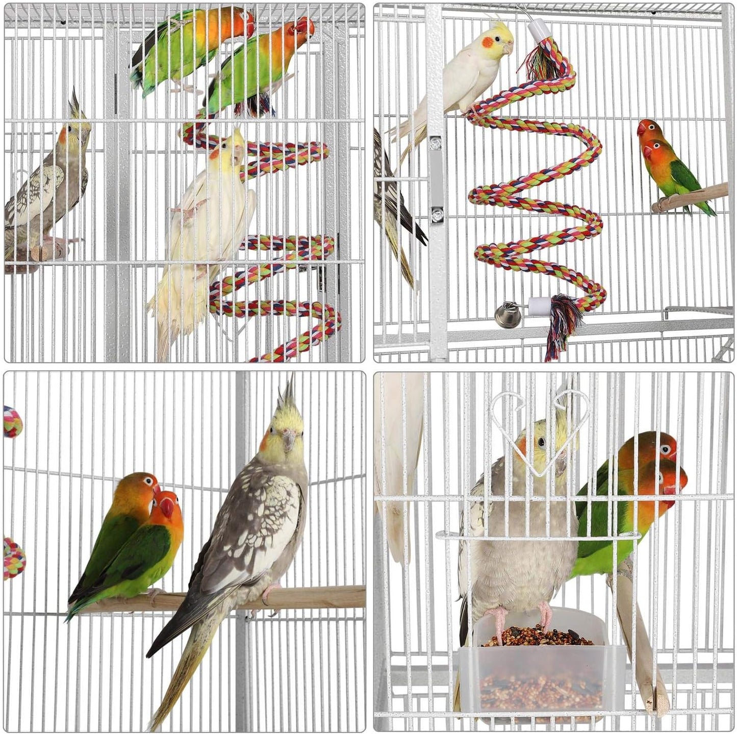 Yaheetech 175 cm Cage à oiseaux extra large avec support amovible pour perroquets de taille moyenne, perruches, perruches faucons, conures, inséparables, perruches à gazon et pinson - Blanc