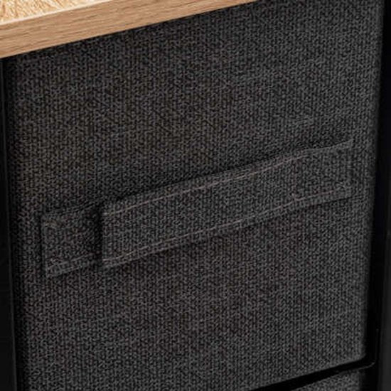 5Five Meuble de rangement à paniers / meuble de salle de bains - 4 paniers - 20 x 48 x 77 cm - métal/bois/tissu - gris foncé
