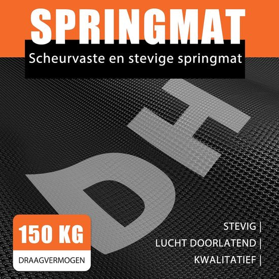 DH FitLife Trampoline Fitness pliable Ø121 cm - Trampoline d'intérieur sans installation - Avec 3 poignées réglables - Robuste et silencieux, jusqu'à 150 kg, pour enfants et adultes