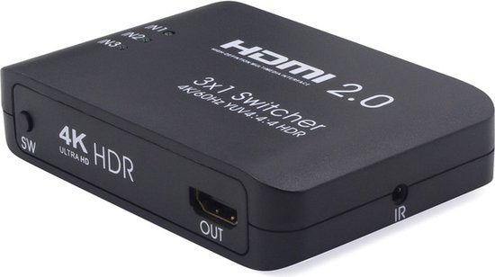 Techvavo® Commutateur HDMI - 3 entrées 1 sortie - Supporte 4K@60Hz 3D HD 1080p - Avec télécommande