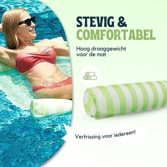 Travelly - Luxe Waterhangmat - Hangmat - Luchtbed - Luchtmatras Zwembad - Waterspeelgoed - Water hangmat - Groen