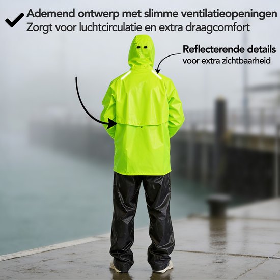 Infinity Goods Combinaison de pluie Nikki - Femmes et hommes - Taille XXXL - Imperméable et respirante - Réfléchissante - Jaune fluo
