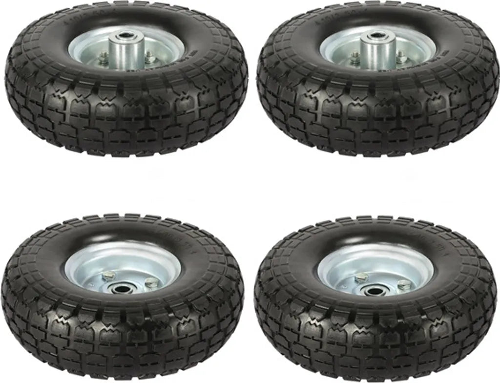 Yaheetech - Lot de 4 roues en PU massif - Ø 255 mm - Roues de rechange anti-crevaison avec jante métallique pour diable et brouette