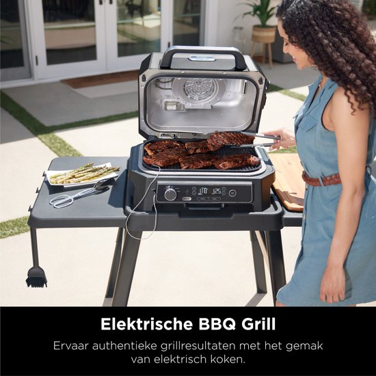 Ninja Woodfire Pro Connect XL - Barbecue électrique intelligent 7-en-1 et fumoir - Thermomètre de cuisson numérique inclus - Application Connect - OG901EU