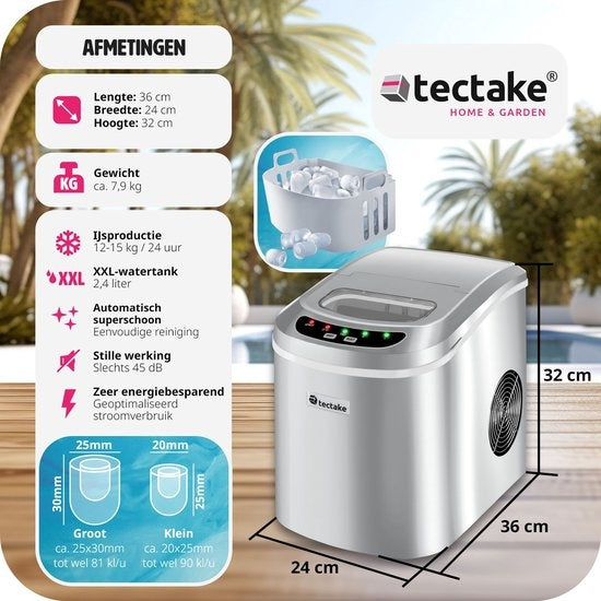 Tectake 400474 - Machine à glaçons - Argent