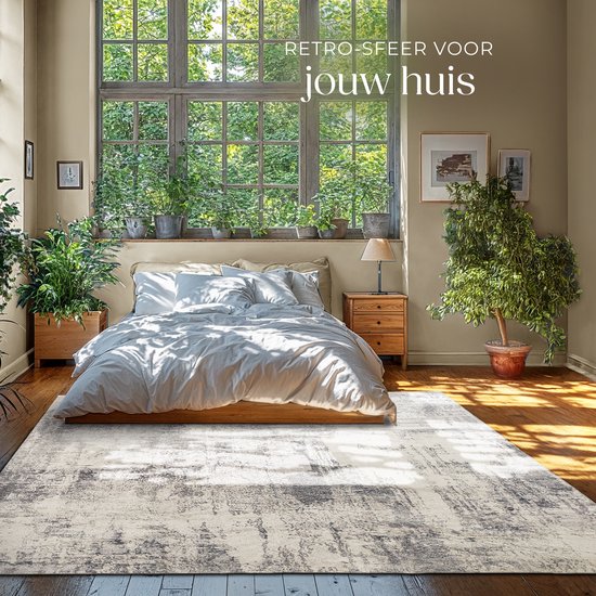 Tapis tectake® au design vintage - Tapis à poils courts pour le salon, la chambre d'enfant, la chambre à coucher ou le couloir - Lavable - Différentes dimensions - 240 x 340 cm - beige/gris