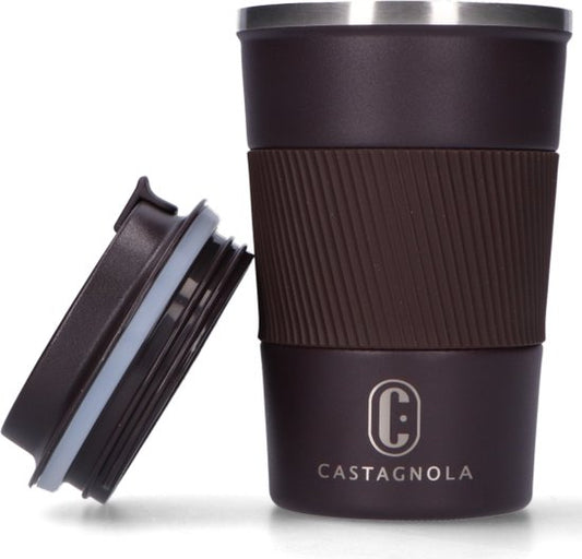 Castagnola Thermos Cup - Coffee Mug To Go - Travel Mug for Coffee and Tea - Tea Mug - 380 ML - stainless steel - Brown