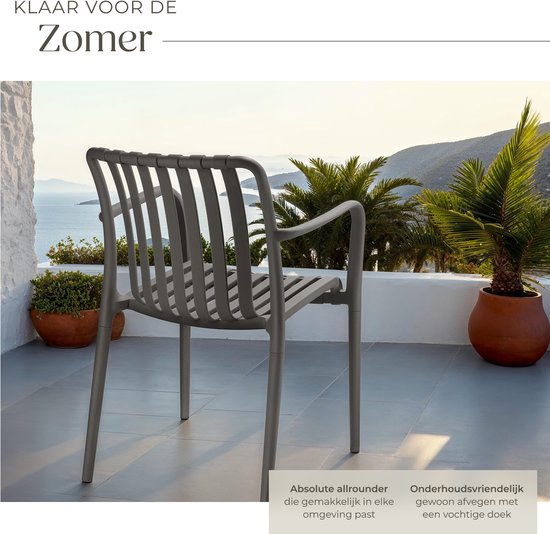 tectake® Lot de 2 chaises de jardin Alcudia - Anthracite - Chaises en plastique avec accoudoir - Set de jardin pour la table de jardin ou le camping empilable - Chaises pour le jardin, la terrasse ou le balcon - Résistantes aux intempéries et aux UV - Cap