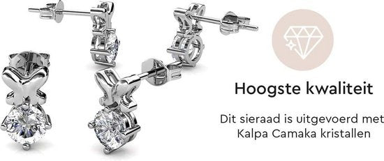 Yolora Boucles d'oreilles pour dames avec cristaux Kalpa Camaka - couleur argent - plaqué or blanc 18K - Clous d'oreilles - Cadeau de fête des mères