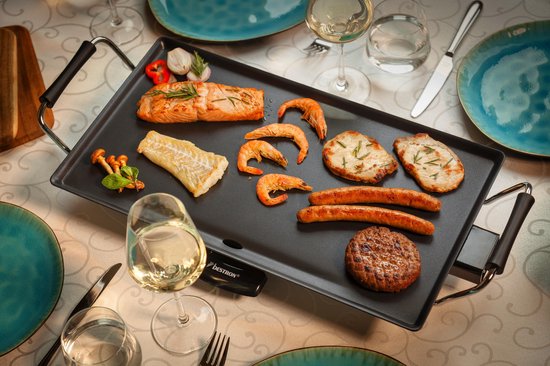 Plaque de cuisson Bestron - ABP602 - 2000 W - Gourmet, plaque de grill M 47 x 26 cm - 4 à 6 personnes - Noir - Garantie 5 ans