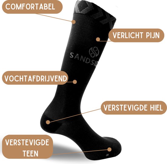 Sandside Compression Socks Premium Daily Use - 2 Pairs - Support Socks Women and Men - Compression socks - Running socks - Sports socks - Size 36-40 S/M