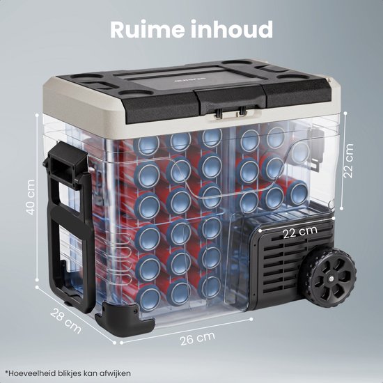 Auronic Electric Cool Box - Compresseur - 50L - 12V et 240V - Réfrigérateur de camping - Frigobox Car - Avec roues et poignée - Noir