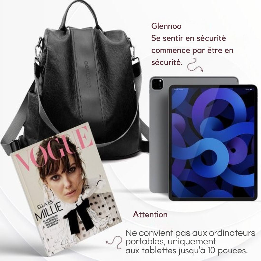 Sac à dos antivol Glennoo - Femmes - Imperméable - tout en un - noir