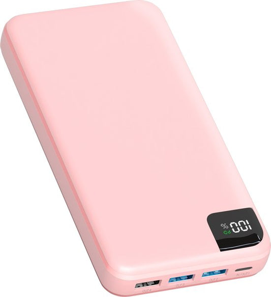 Strex Powerbank Pink - 27 000 mAh - Charge rapide 22,5 W - USB-A/USB-C - Indication LED - Powerbank universel adapté à iOS/Android, entre autres