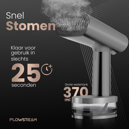 FLOWSTEAM® Luxury Clothes steamer - Défroisseur à main - Défroisseur à linge - Matte Gray Edition