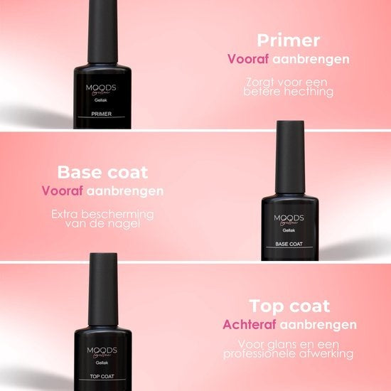 Moods Gellac BIAB Starter Pack - Nude Pink - Builder in a Bottle - Vernis à ongles BIAB - Comprend une lampe UV/LED, un bâton, une lime à ongles, un primer, une base et un top coat.