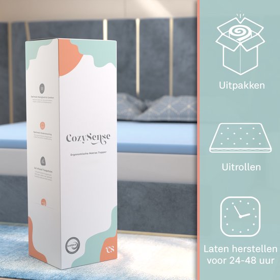 CozySense® Basic Topper 140x200 - Surmatelas - Surmatelas - Mousse à mémoire de forme en gel à structure à cellules ouvertes - CertiPUR® - Dureté moyenne - 6 cm