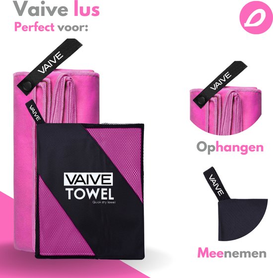 VAIVE Serviette microfibre - Serviette de plage 100x200 - Serviette de bain - Serviette de voyage Séchage rapide - Rose