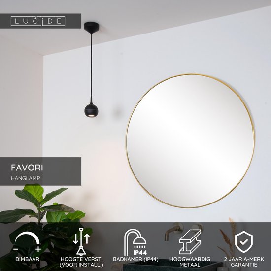 Lucide FAVORI - Suspension de salle de bains - 1xGU10 - IP44 - Noir