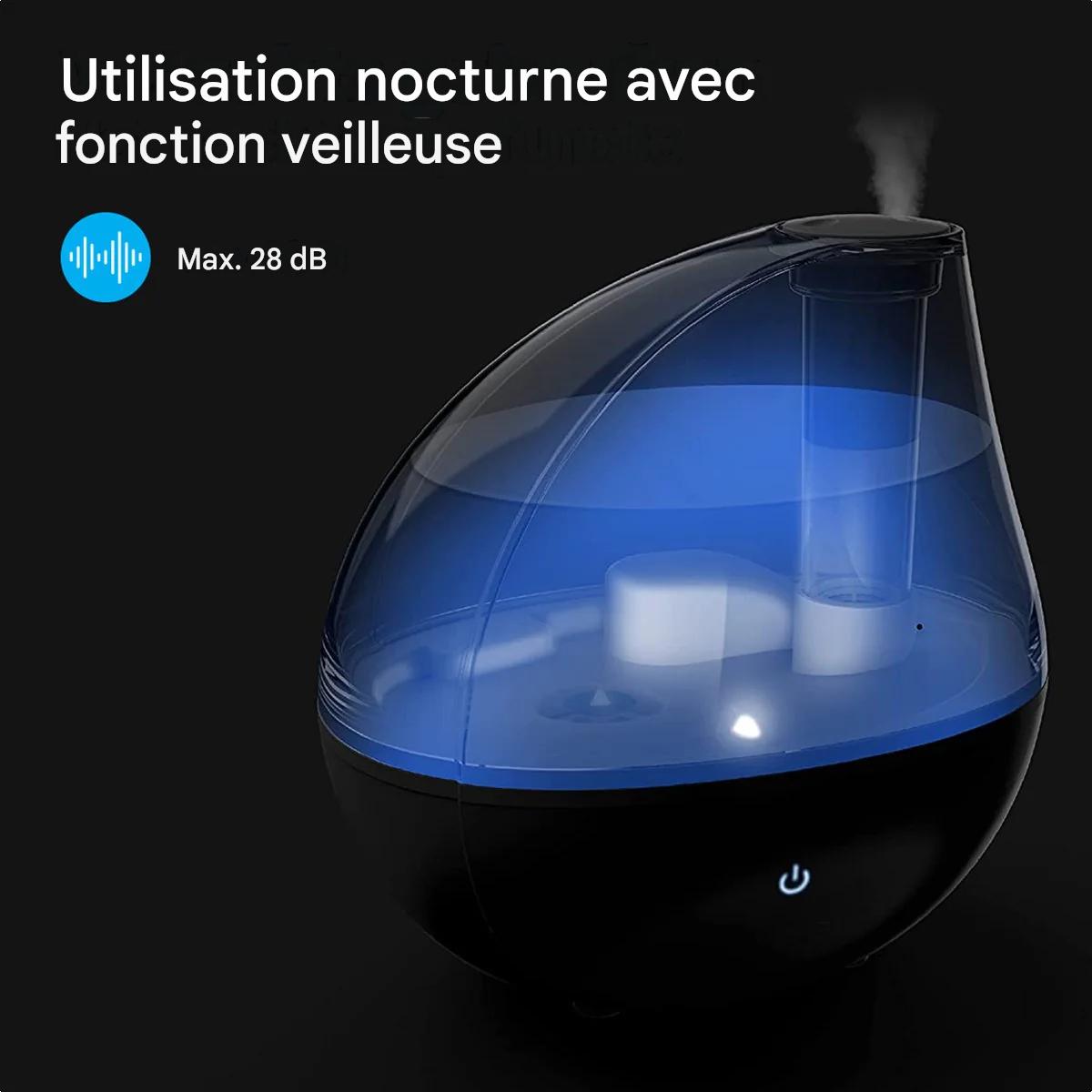 Humidificateur Auronic - Adapté à la chambre de bébé et à la chambre à coucher - Noir - Filtre à eau inclus
