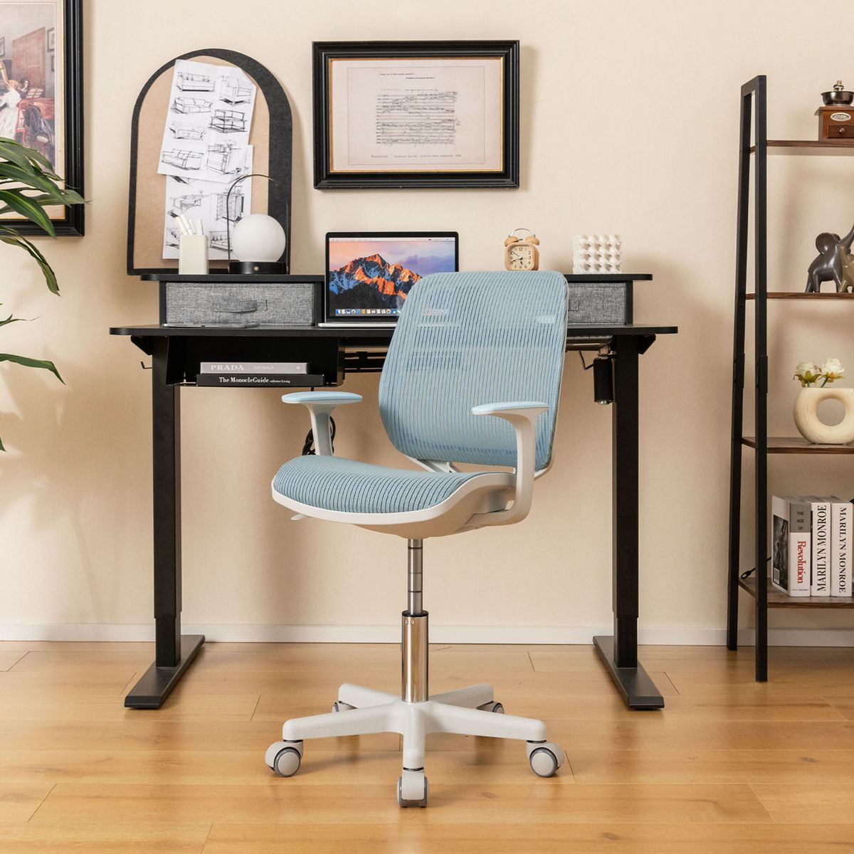 Fauteuil pivotant pour enfant Coast - réglable en hauteur - dossier et accoudoirs ergonomiques - bleu