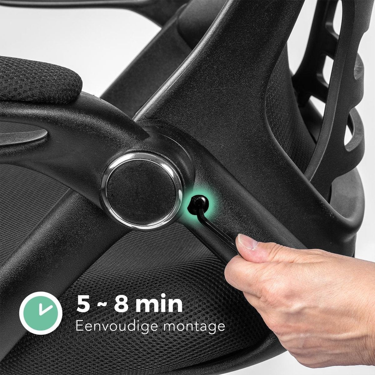 LifeGoods Ergonomic Office Chair - Chaise de bureau - Réglable - Adultes - Noir