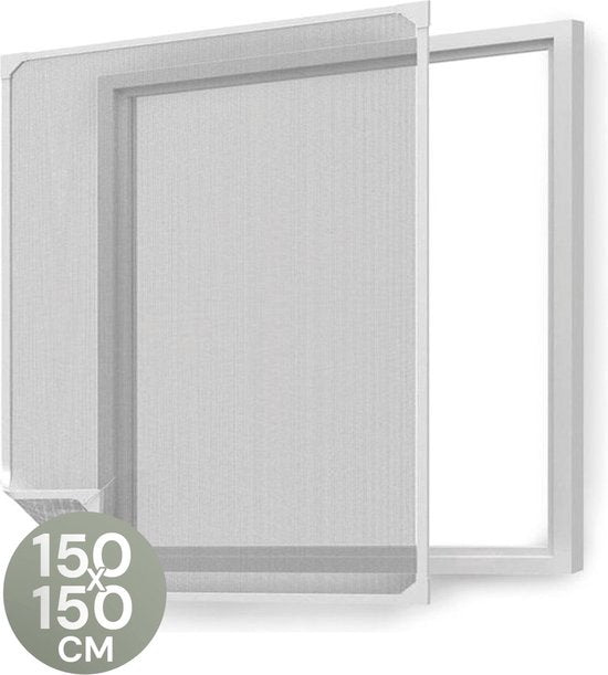 Moustiquaire magnétique O'DADDY® pour fenêtre - 150 x 150 cm - Moustiquaire ajustable - Avec bordure blanche et filet noir - Moustiquaire - Polyvalente et facile à installer