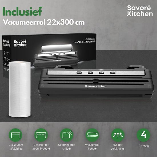 Savoré Kitchen ProSeal Vacuum Sealer with Slicer and Roller Holder - Machines sous vide - Foodsaver - Seal Device - Vacuum Sealer - Vacuum Machine