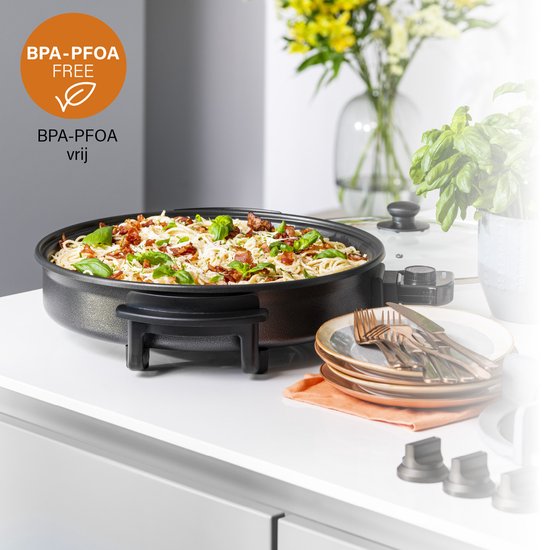 Poêle électrique Tristar 1500 W - PZ-2964 - Ø 40 cm avec couvercle - Température maximale 280 °C - Sans PFAS