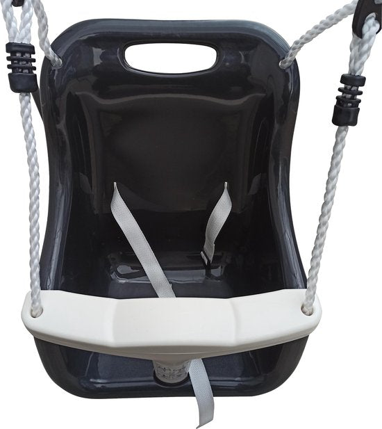 Balançoire pour bébé AXI en métal avec siège, anthracite/crème - Ensemble de balançoire autoportante pour l'intérieur et l'extérieur