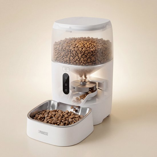 Mangeoire automatique Princess - Smart 6 litres – Chat et chien - Commande via application - Repas programmables - Bol en acier inoxydable - Sans BPA - Antidérapant - Batterie de secours - Distributeur automatique de nourriture - 610060
