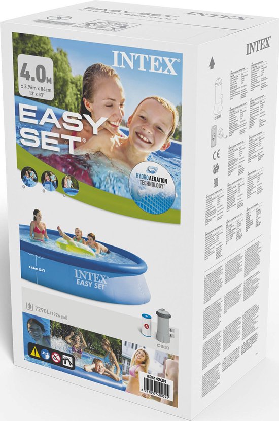 Kit de piscine gonflable Intex Easy Set - Ø 396 x 84 cm avec pompe-filtre